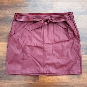 Express, Faux Leather Mini Skirt, Cranberry color, Size 12